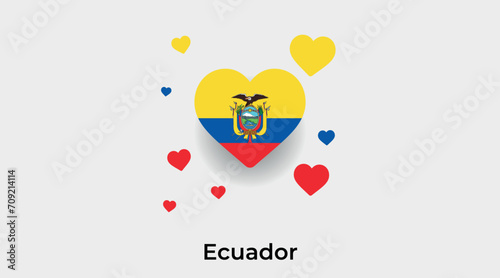 Ecuador flag heart shape with additional hearts icon vector illustration