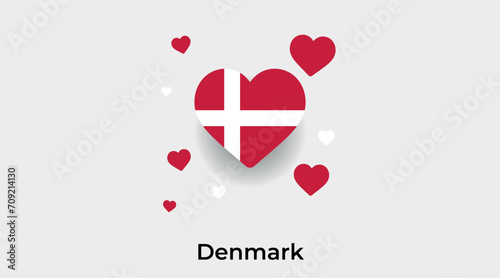 Denmark flag heart shape with additional hearts icon vector illustration