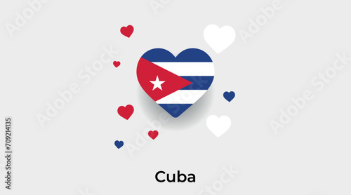Cuba flag heart shape with additional hearts icon vector illustration