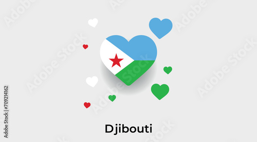 Djibouti flag heart shape with additional hearts icon vector illustration