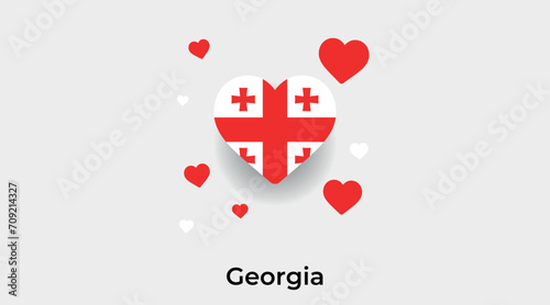 Georgia flag heart shape with additional hearts icon vector illustration