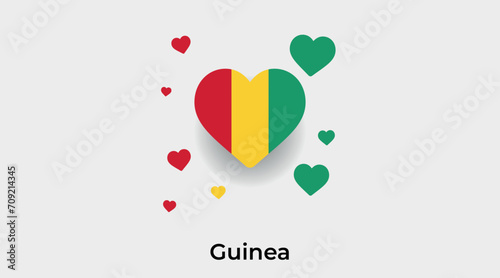 Guinea flag heart shape with additional hearts icon vector illustration