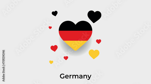 Germany flag heart shape with additional hearts icon vector illustration