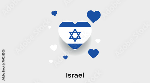 Israel flag heart shape with additional hearts icon vector illustration