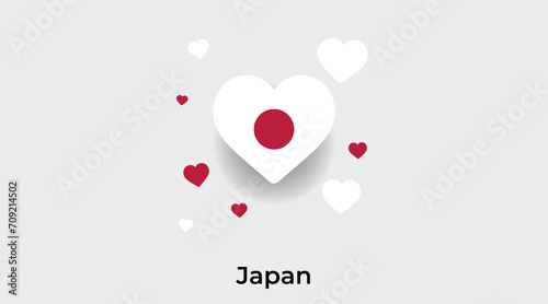 Japan flag heart shape with additional hearts icon vector illustration