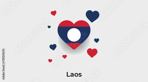 Laos flag heart shape with additional hearts icon vector illustration