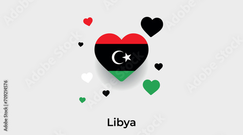 Libya flag heart shape with additional hearts icon vector illustration