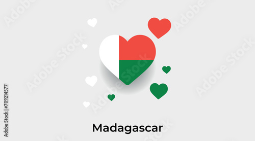 Madagascar flag heart shape with additional hearts icon vector illustration
