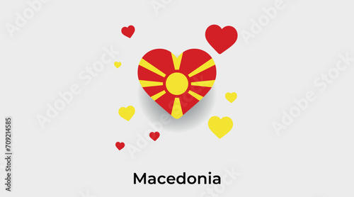 Macedonia flag heart shape with additional hearts icon vector illustration