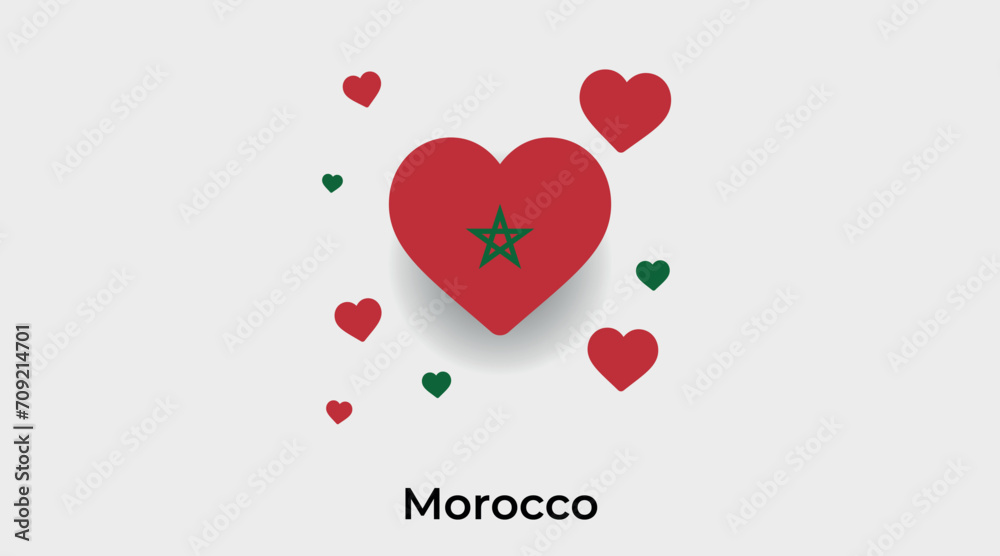 Morocco flag heart shape with additional hearts icon vector illustration