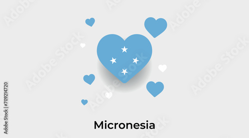 Micronesia flag heart shape with additional hearts icon vector illustration