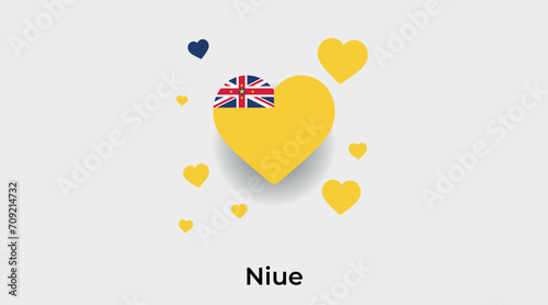 Niue flag heart shape with additional hearts icon vector illustration