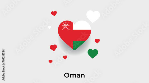 Oman flag heart shape with additional hearts icon vector illustration