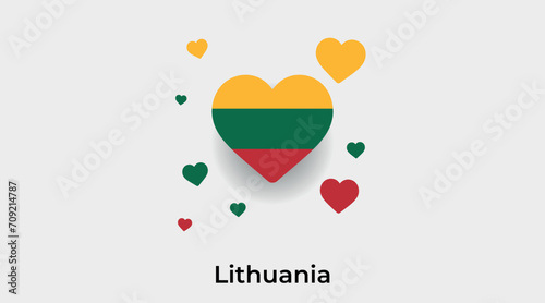 Lithuania flag heart shape with additional hearts icon vector illustration