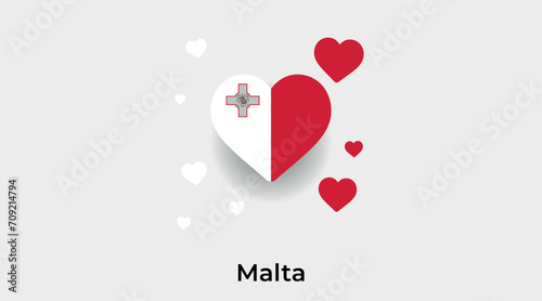 Malta flag heart shape with additional hearts icon vector illustration