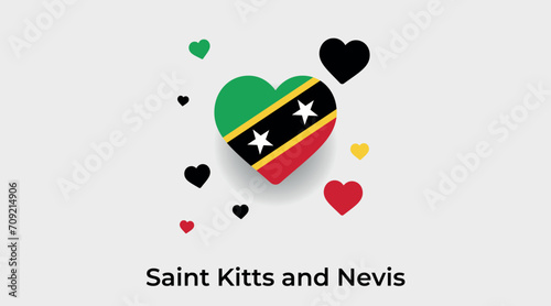 Saint Kitts and Nevis flag heart shape with additional hearts icon vector illustration