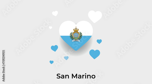 San Marino flag heart shape with additional hearts icon vector illustration