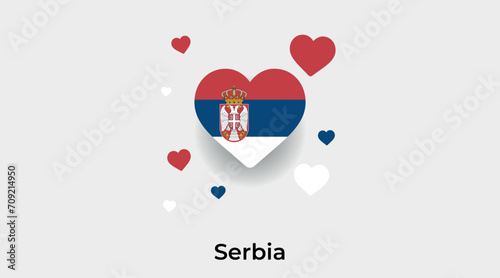 Serbia flag heart shape with additional hearts icon vector illustration