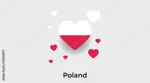 Poland flag heart shape with additional hearts icon vector illustration