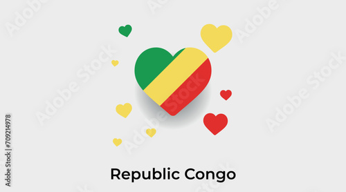 Republic Congo flag heart shape with additional hearts icon vector illustration