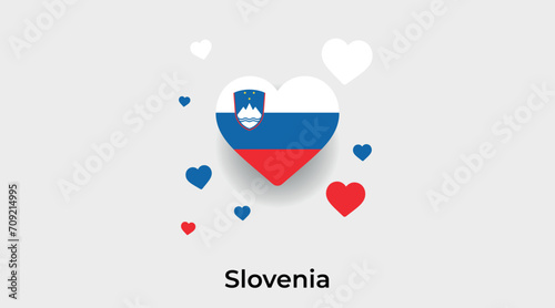 Slovenia flag heart shape with additional hearts icon vector illustration