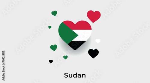 Sudan flag heart shape with additional hearts icon vector illustration