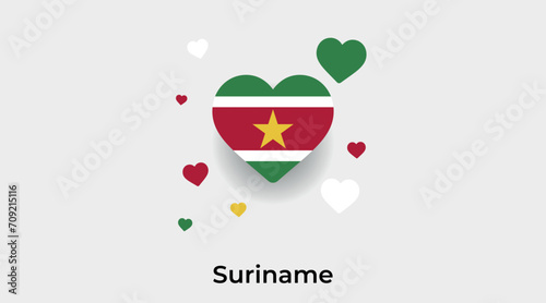 Suriname flag heart shape with additional hearts icon vector illustration