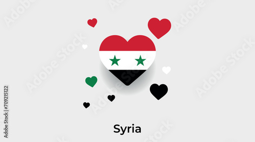 Syria flag heart shape with additional hearts icon vector illustration