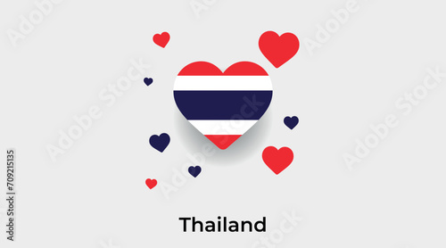 Thailand flag heart shape with additional hearts icon vector illustration