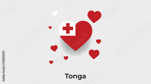 Tonga flag heart shape with additional hearts icon vector illustration
