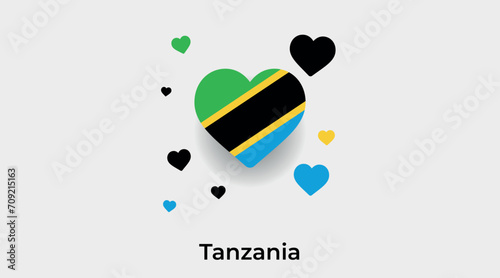 Tanzania flag heart shape with additional hearts icon vector illustration