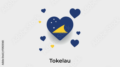 Tokelau flag heart shape with additional hearts icon vector illustration
