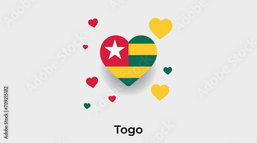 Togo flag heart shape with additional hearts icon vector illustration
