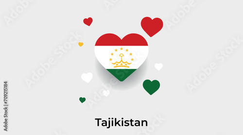 Tajikistan flag heart shape with additional hearts icon vector illustration