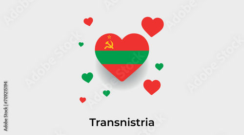 Transnistria flag heart shape with additional hearts icon vector illustration