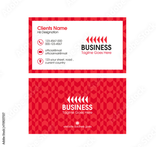 Modern red pattern business card design. Elegant business card layout. Professional business card. Corporate visiting card vector. Modern geometric shape background calling card.