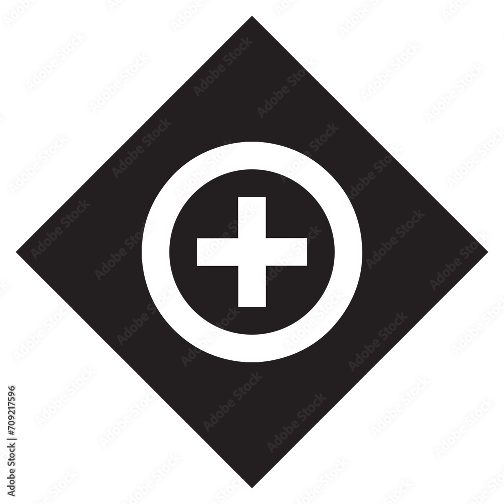 Obraz premium Add icon vector. Plus logo design. Medical cross vector icon illustration in rhombus isolated on white background