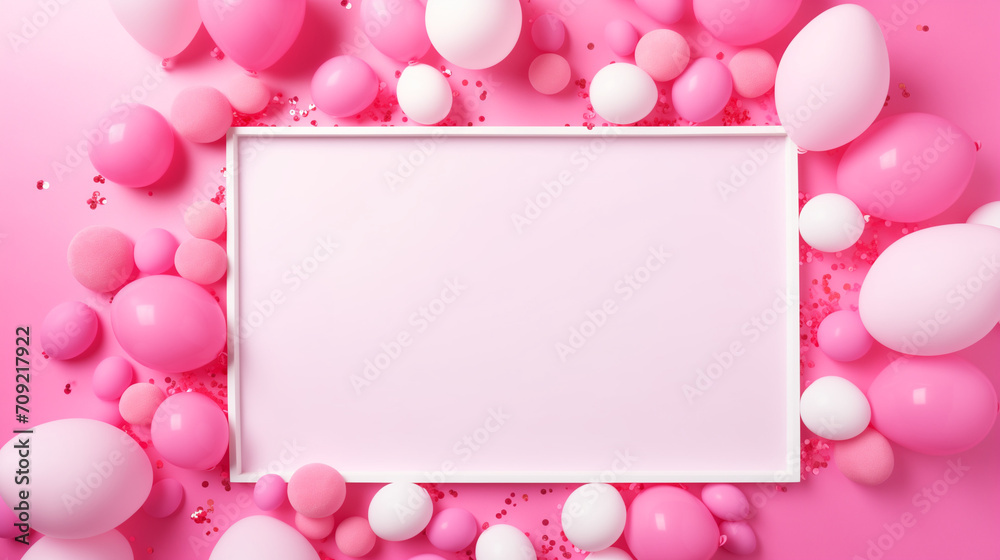 pink and white balloons frame 