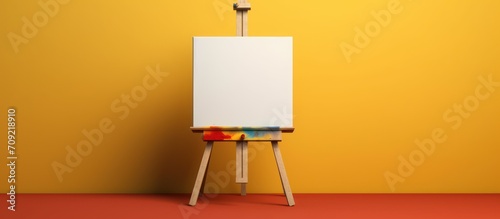 blank canvas on yellow background copy space