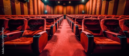 cinema hall with comfortable red seats