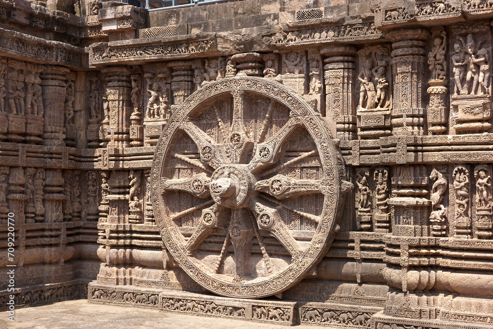 India Konark Hindu temple on a cloudy winter day