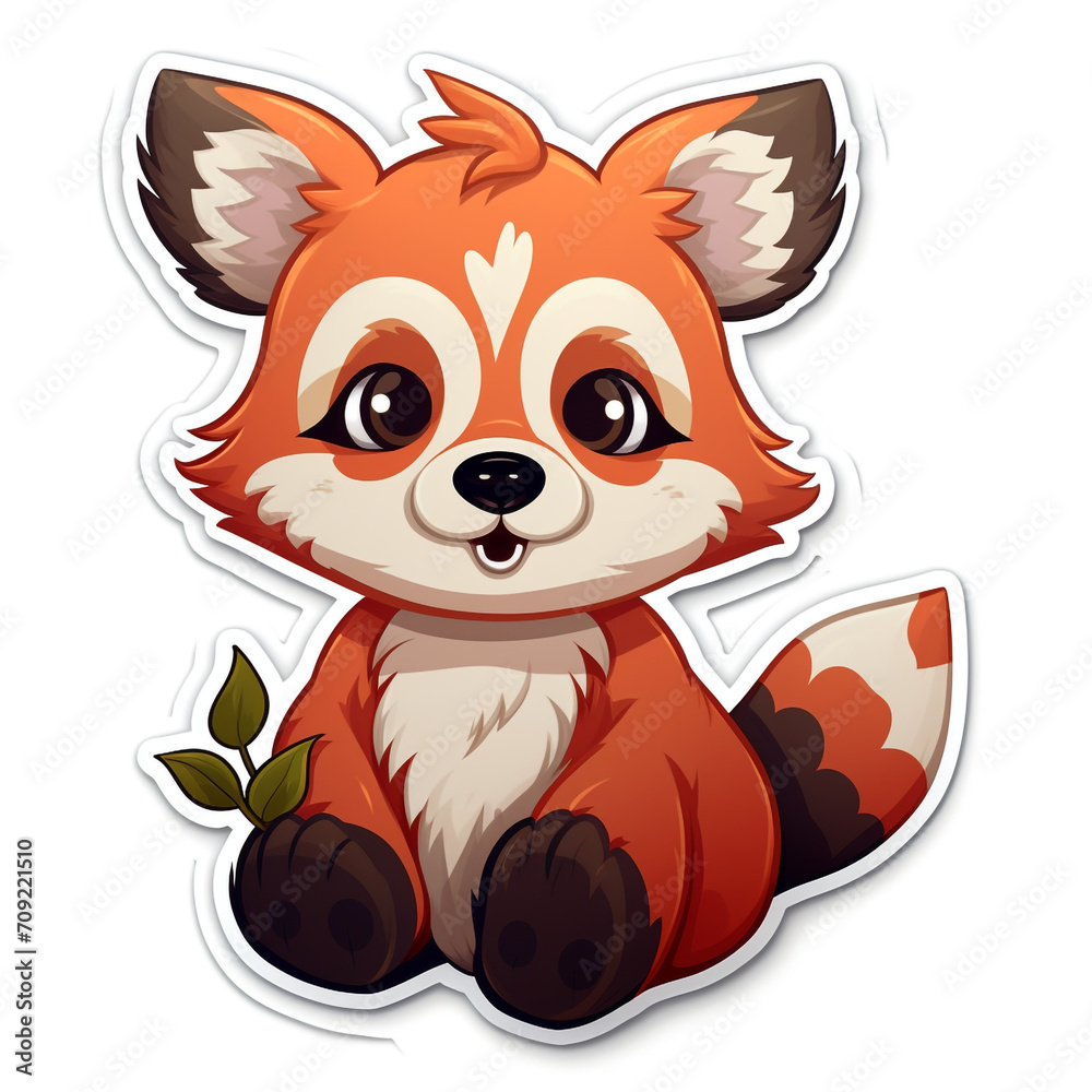 a kawaii red panda sticker cartoon created with Generative Ai