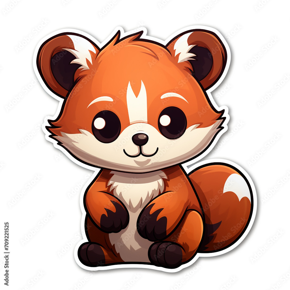 a kawaii red panda sticker cartoon created with Generative Ai