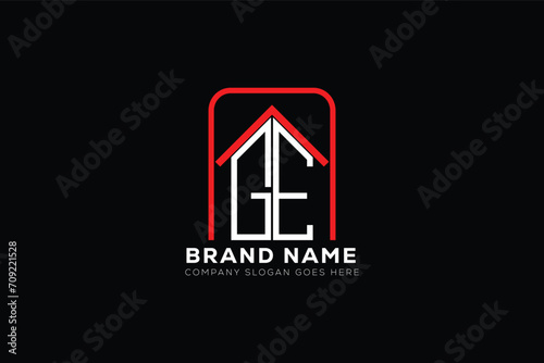 GE letter creative real estate vector logo design . GE creative initials letter logo concept. GE house sheap logo