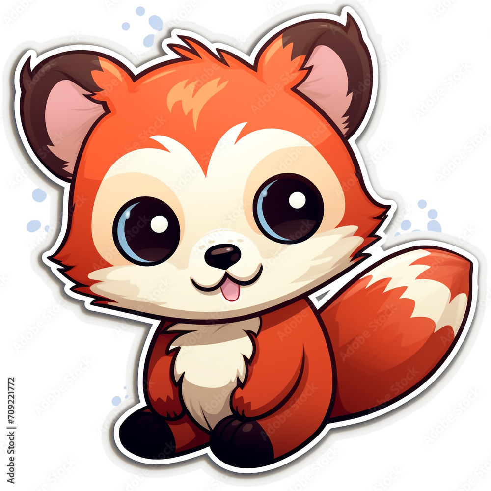 Naklejka premium a kawaii red panda sticker cartoon created with Generative Ai