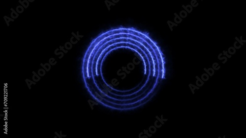 Fototapeta Naklejka Na Ścianę i Meble -  Abstract neon glowing circle loading bar purple color. Black background UHD 4k illustration.	