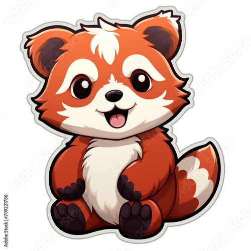 a kawaii red panda sticker cartoon created with Generative Ai