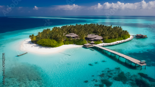 Beautiful island in the Maldives aerial photography