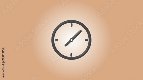 Abstract gray clock icon Countdown 24 Hour Day Fast Speed. White color background clock timer rotation 360 4k illustration. 