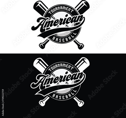 Baseball tournament emblem logo design. Baseball tournament badge logo template. Sport team identity icon, vector illustration